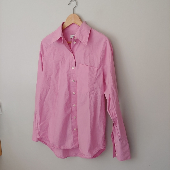 COS Oversized Cotton Poplin Button Down Shirt Pink Size 6 - Picture 14 of 15